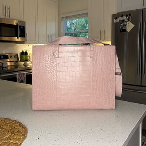 Beis The Large Work Tote in Pink Croc